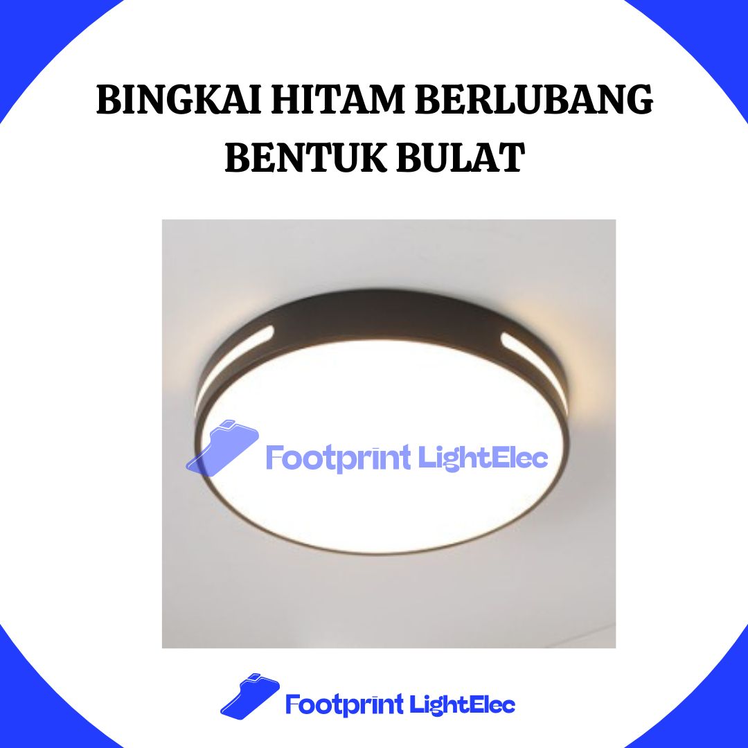 Lampu Bingkai Hitam Berlubang Bentuk Bulat 30cm Lensa 18W
